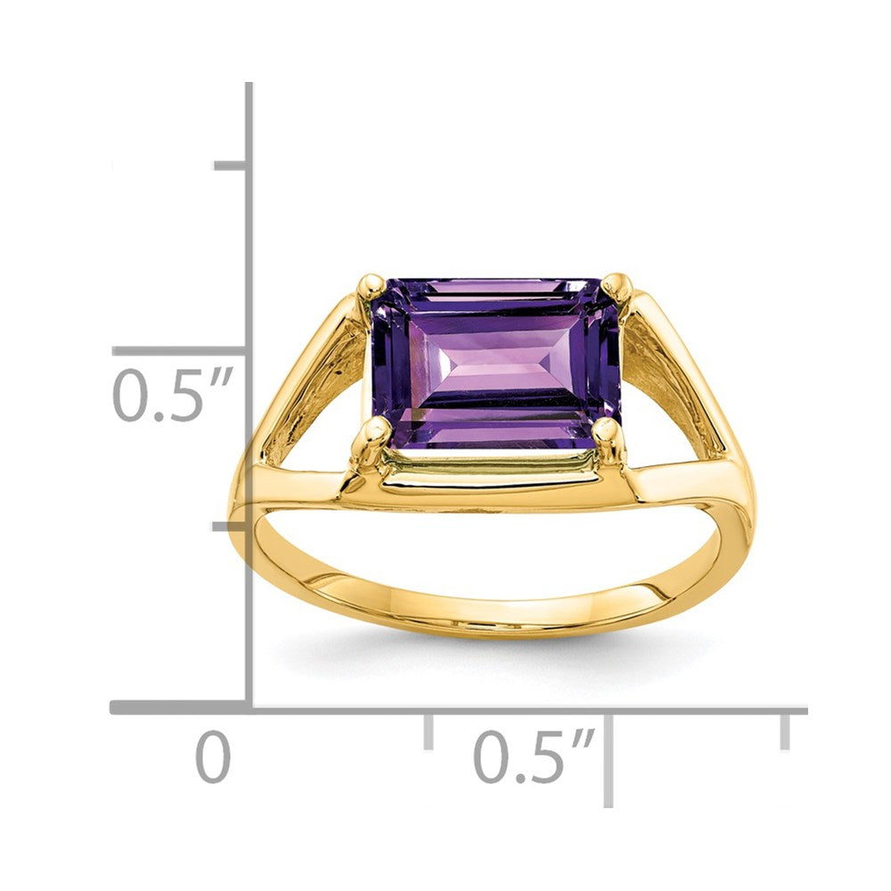 14k 9x7mm Emerald Cut Amethyst ring