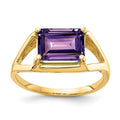 14k 9x7mm Emerald Cut Amethyst ring
