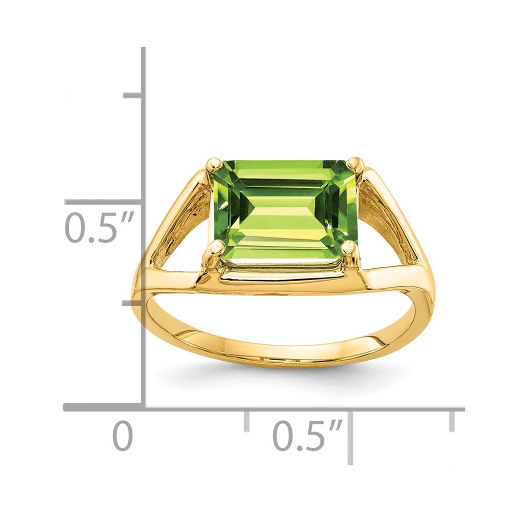 14k 9x7mm Emerald Cut Peridot ring