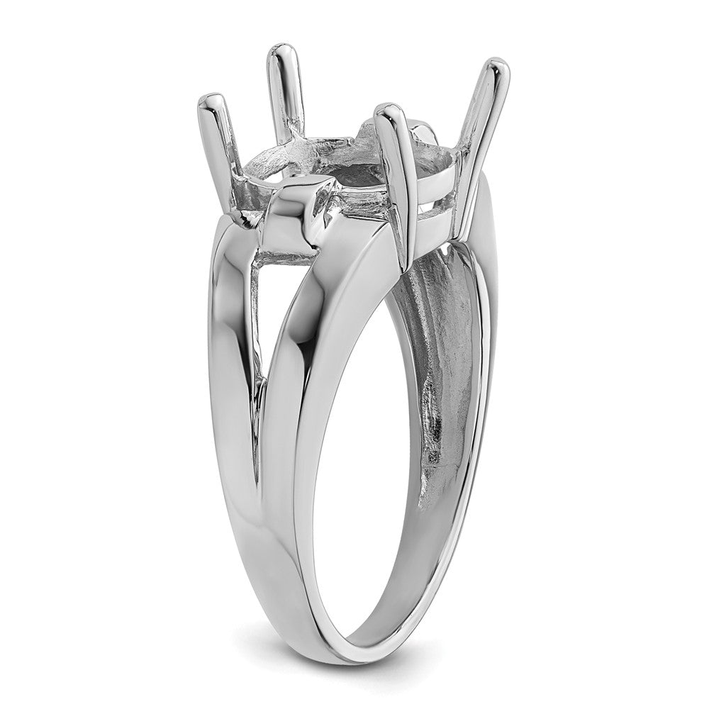 14k White Gold 11x9mm Oval Gemstone Ring Mounting