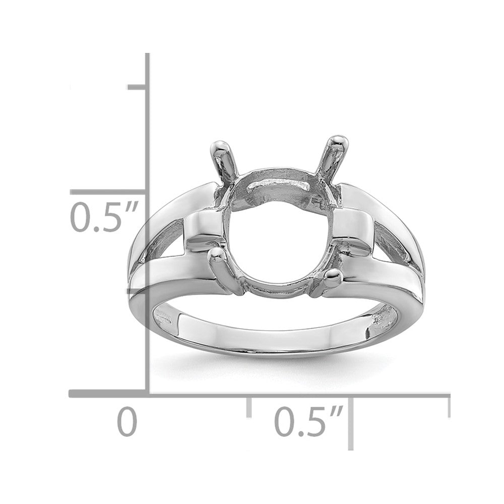 14k White Gold 11x9mm Oval Gemstone Ring Mounting