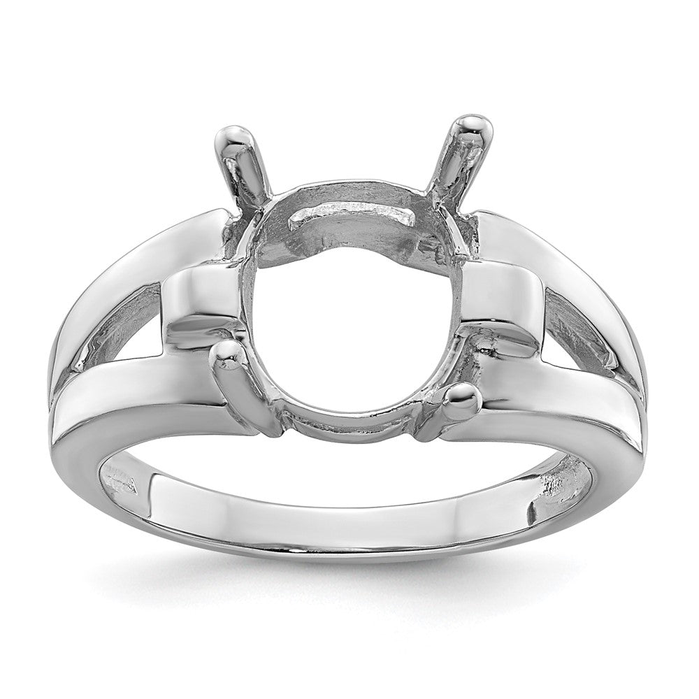 14k White Gold 11x9mm Oval Gemstone Ring Mounting