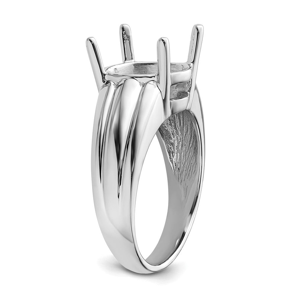 14k White Gold 12x10mm Oval Gemstone Ring Mounting