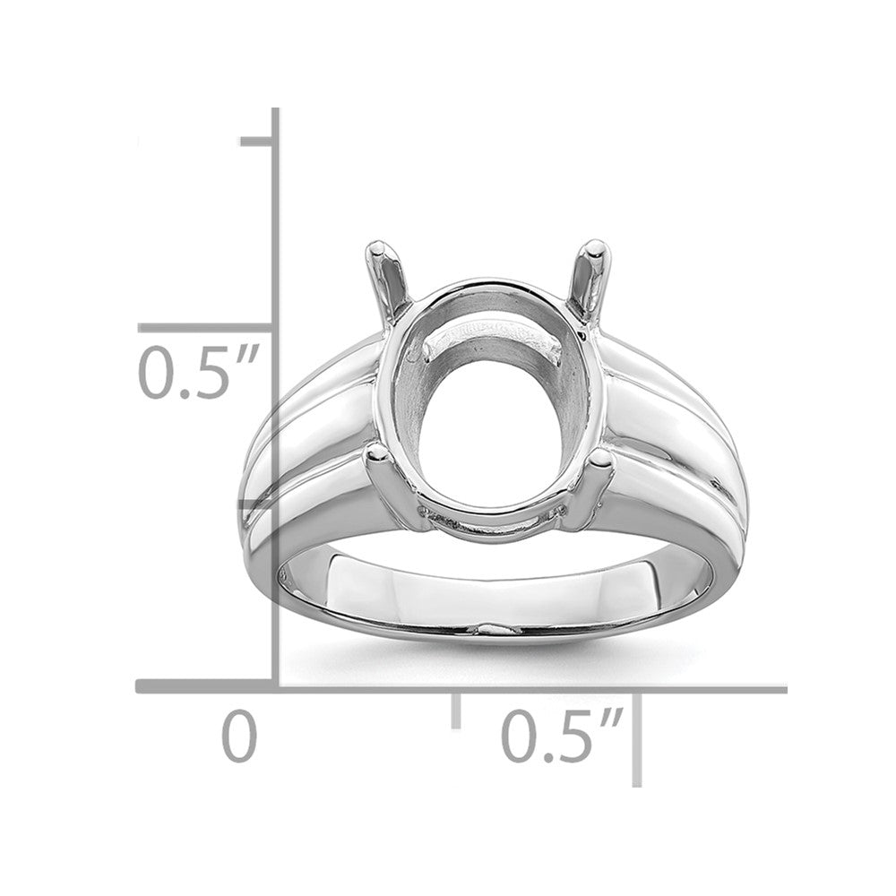 14k White Gold 12x10mm Oval Gemstone Ring Mounting