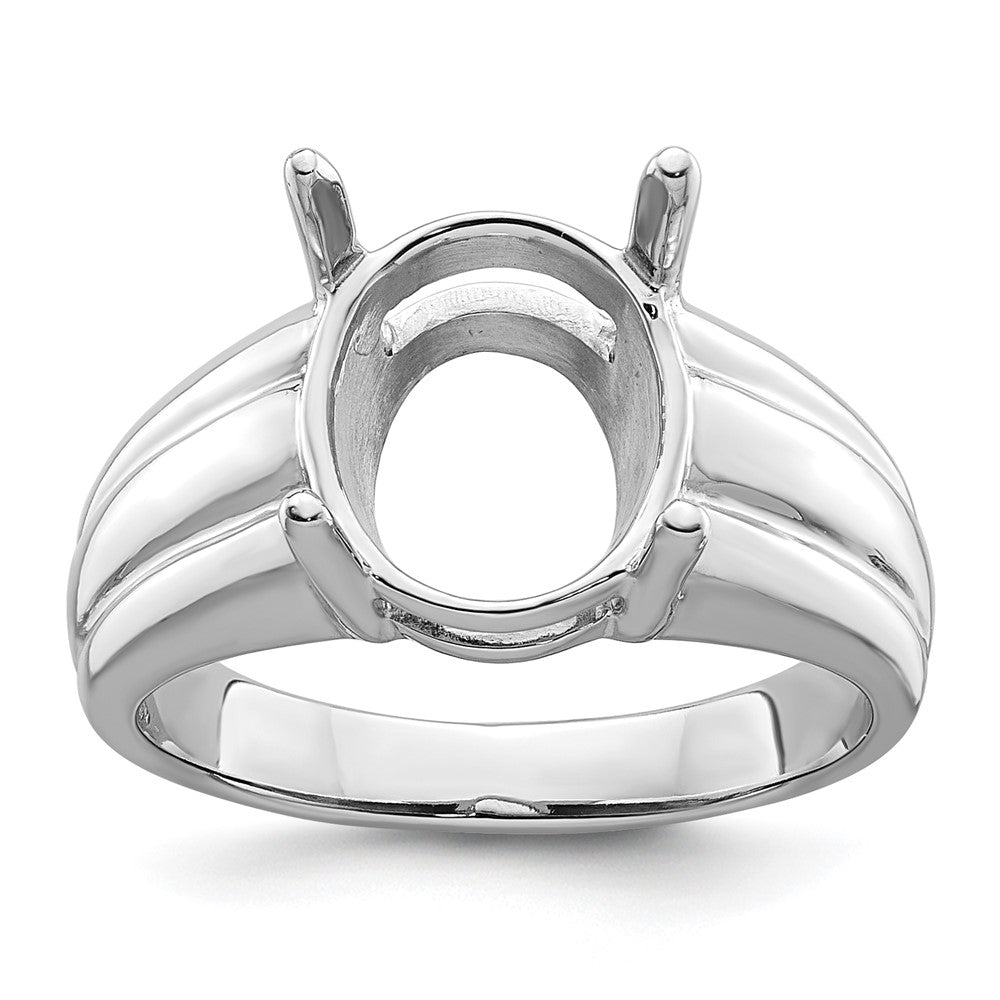 14k White Gold 12x10mm Oval Gemstone Ring Mounting