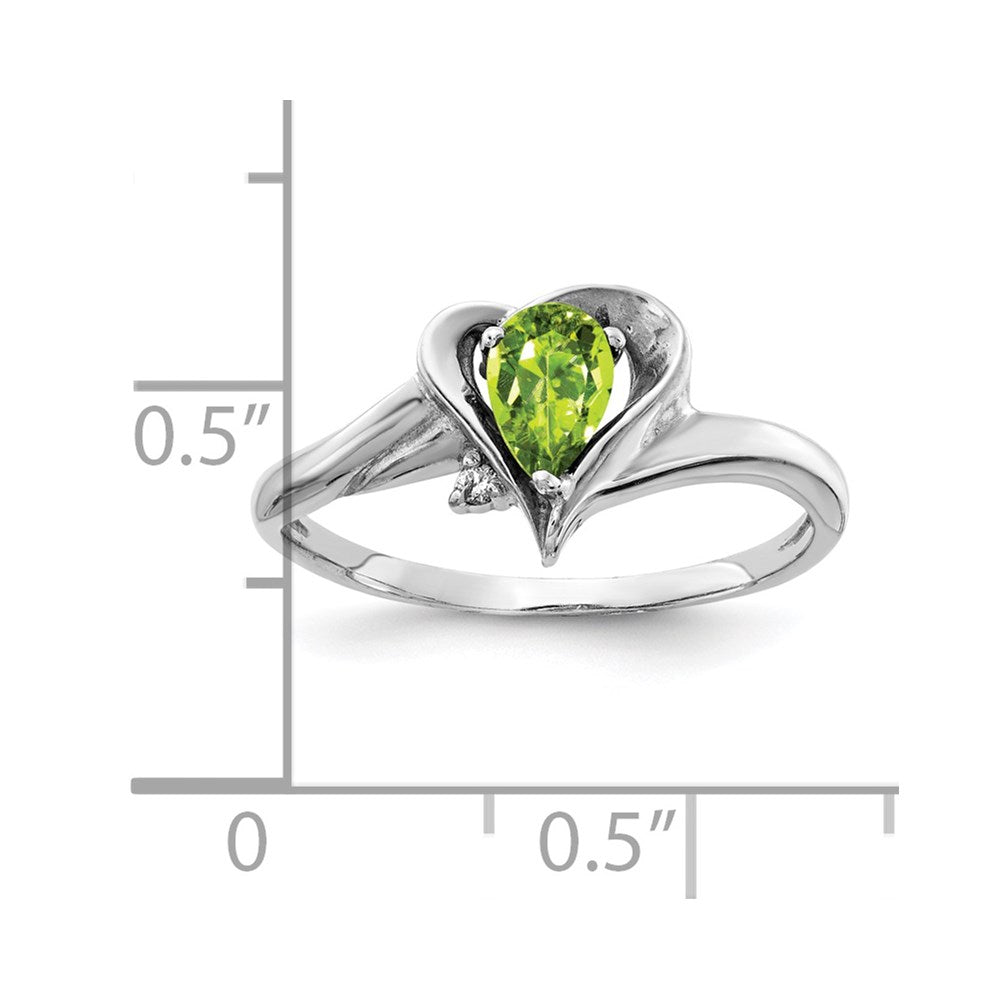 14k White Gold 6x4mm Pear Peridot AA Diamond ring