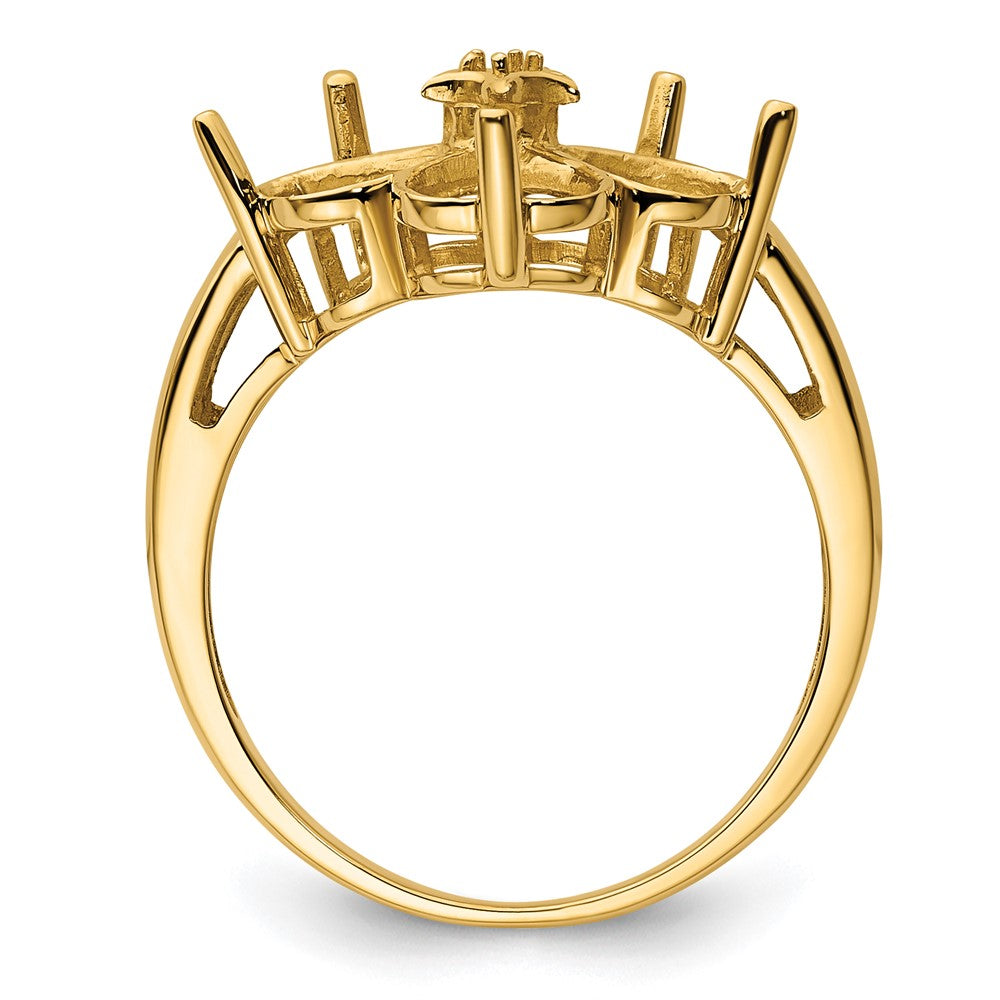 14k Diamond / Five 6mm Heart Gemstone Ring Mounting