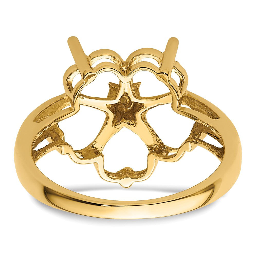 14k Diamond / Five 6mm Heart Gemstone Ring Mounting