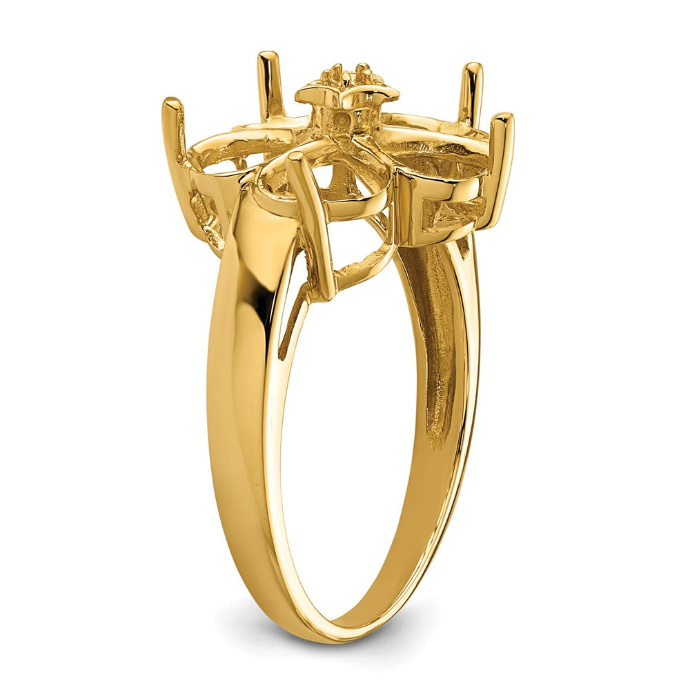 14k Diamond / Five 6mm Heart Gemstone Ring Mounting