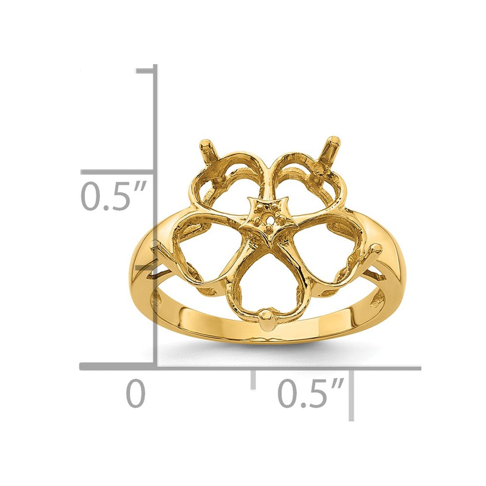 14k Diamond / Five 6mm Heart Gemstone Ring Mounting