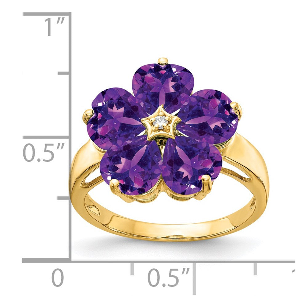 14k 6mm Heart Amethyst AAA Diamond ring