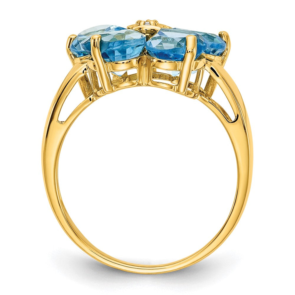 14k 6mm Heart Blue Topaz AAA Diamond ring