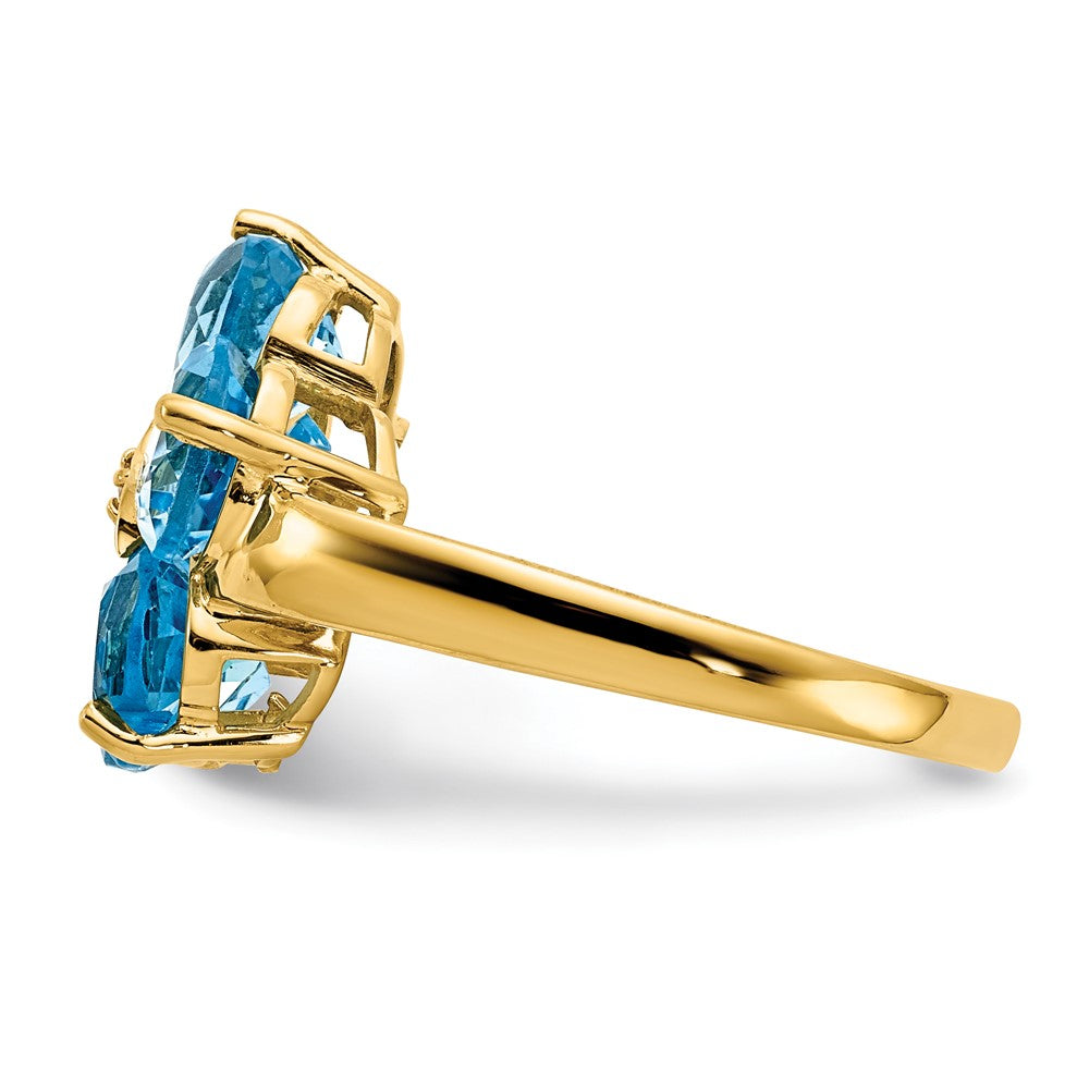 14k 6mm Heart Blue Topaz VS Diamond ring
