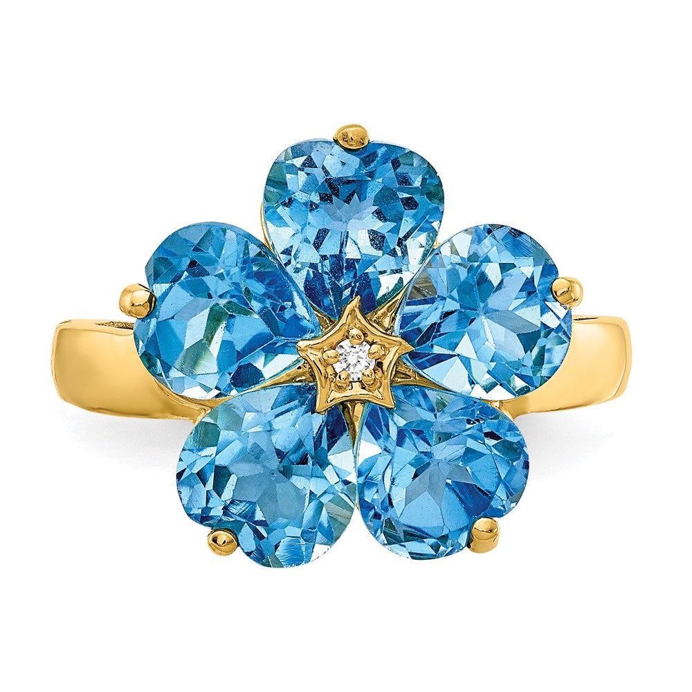 14k 6mm Heart Blue Topaz A Diamond ring