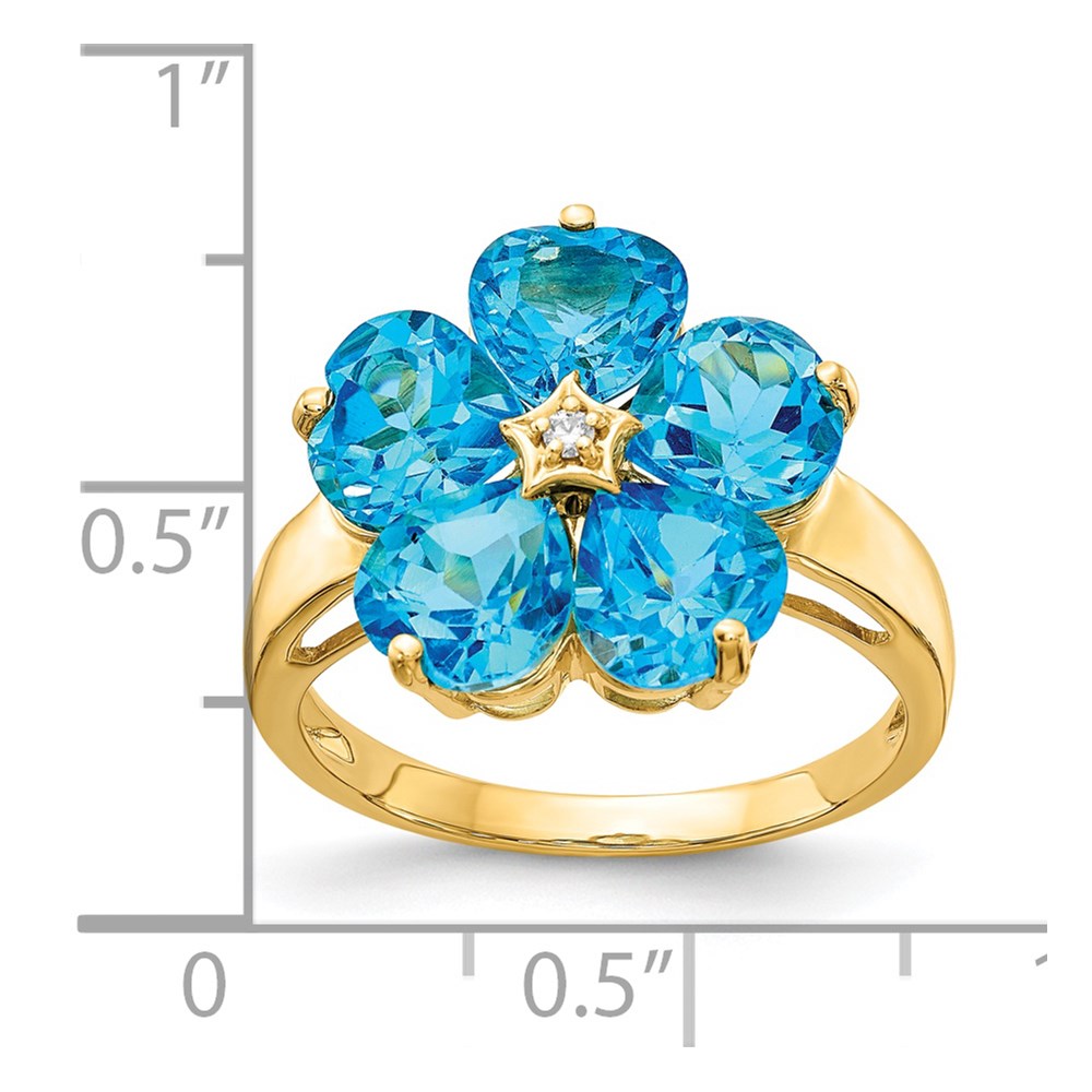 14k 6mm Heart Blue Topaz AAA Diamond ring