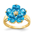 14k 6mm Heart Blue Topaz VS Diamond ring