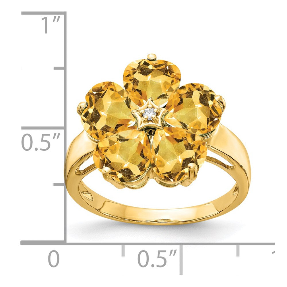 14k 6mm Heart Citrine A Diamond ring
