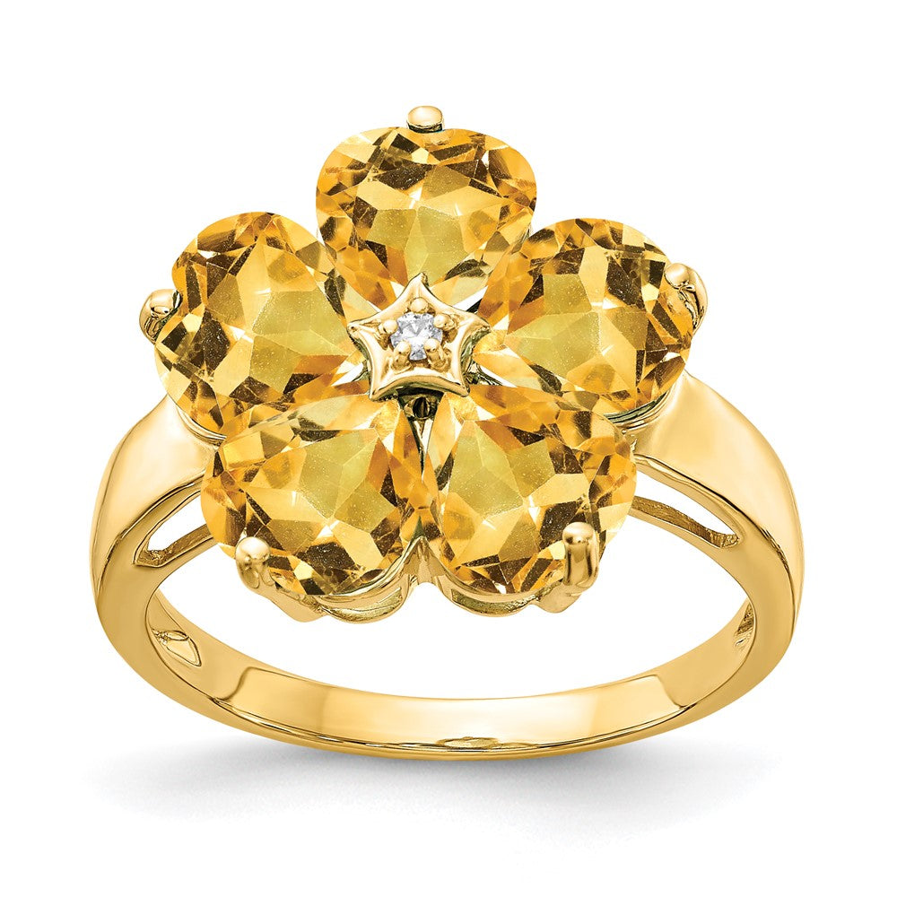 14k 6mm Heart Citrine AAA Diamond ring
