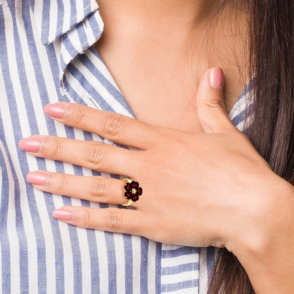 14k 6mm Heart Garnet VS Diamond ring