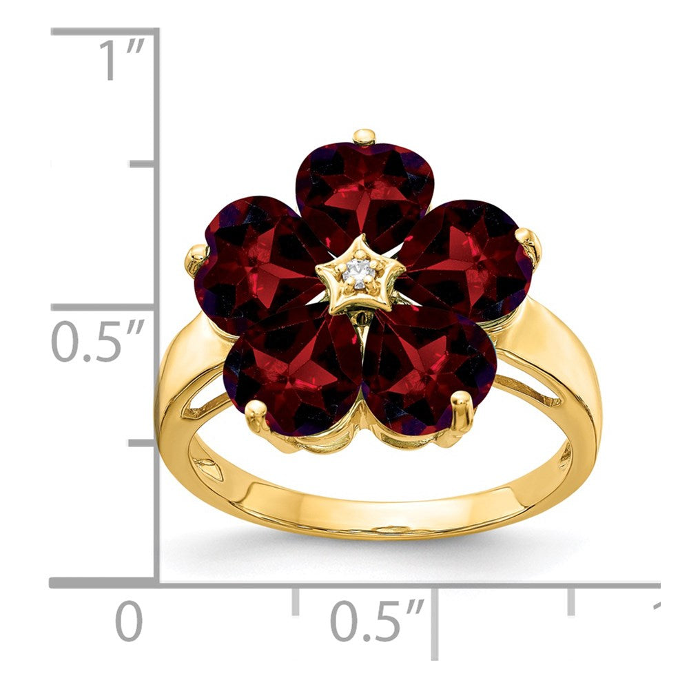 14k 6mm Heart Garnet VS Diamond ring