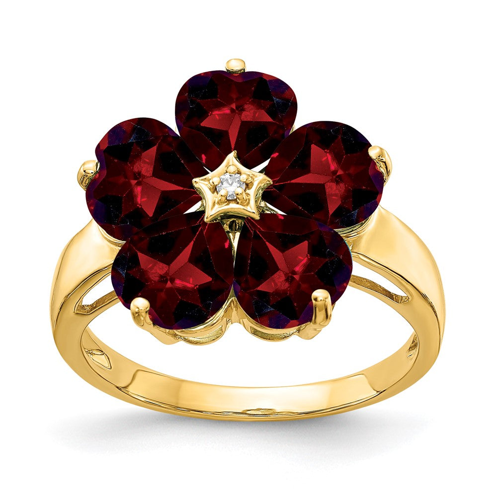 14k 6mm Heart Garnet A Diamond ring
