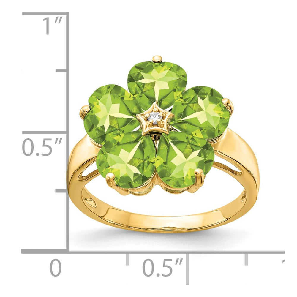14k 6mm Heart Peridot AA Diamond ring