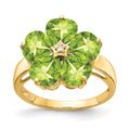 14k 6mm Heart Peridot AA Diamond ring