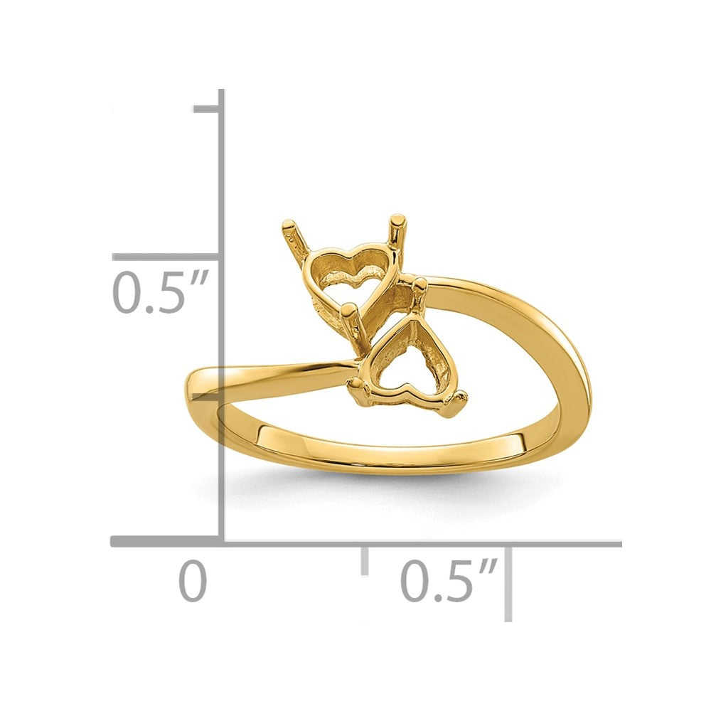 14k Two 5mm Heart Gemstone Ring Mounting