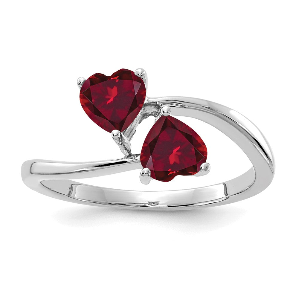 14k White Gold 5mm Heart Created Ruby ring