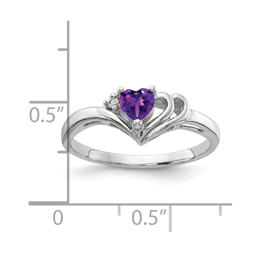 14k White Gold 4mm Heart Amethyst AAA Diamond ring