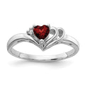 14k White Gold Diamond/4mm Heart Gemstone Ring Mounting