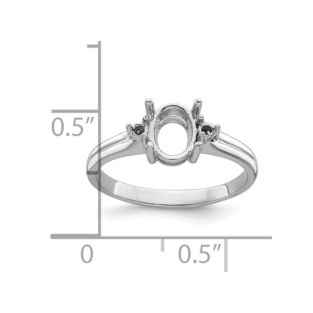 14k White Gold Diamond/8x6mm Oval Gemstone Ring Mounting