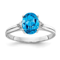 14k White Gold 8x6mm Oval Blue Topaz A Diamond ring