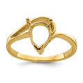 14k 9x6mm Pear Gemstone Ring Mounting