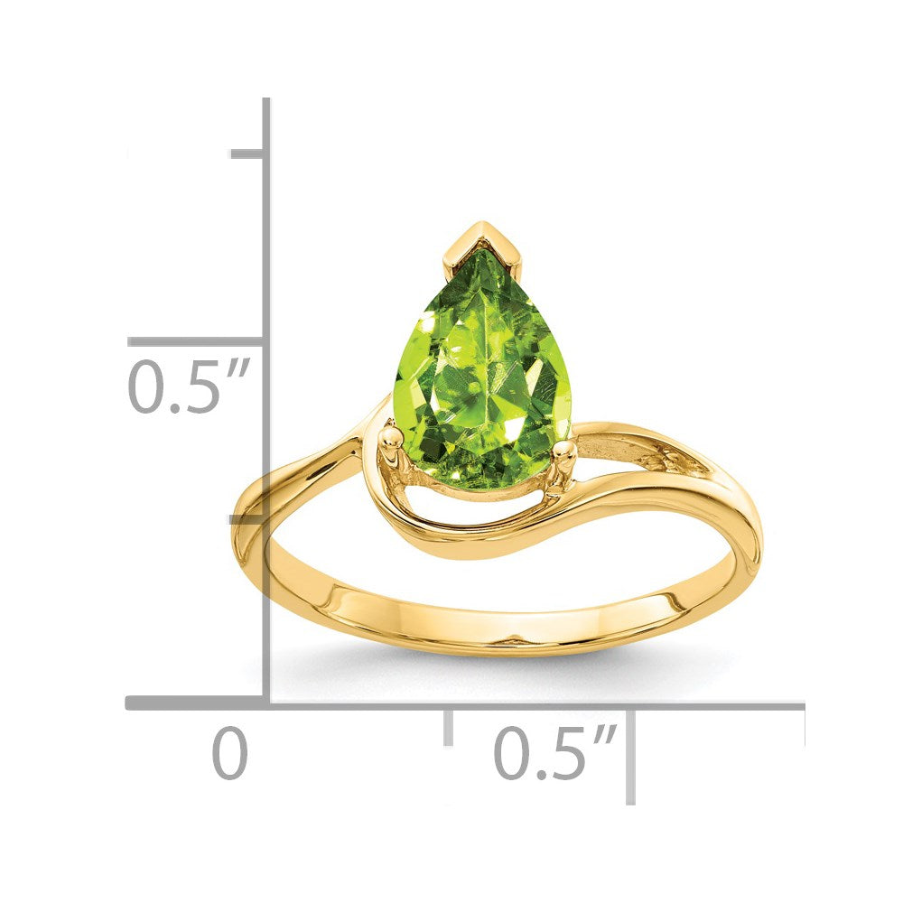 14k 9x6mm Pear Peridot ring