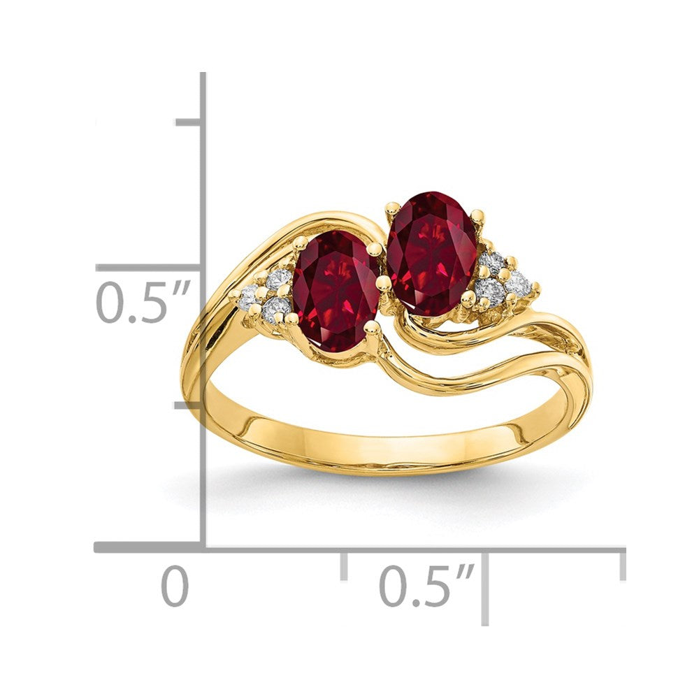 14k 6x4mm Oval Created Ruby AAA Diamond ring