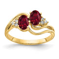 14k 6x4mm Oval Created Ruby AAA Diamond ring