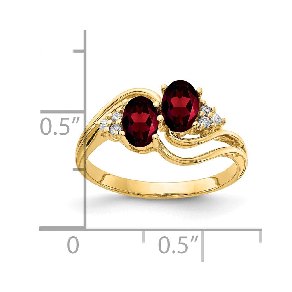 14k 6x4mm Oval Garnet AA Diamond ring