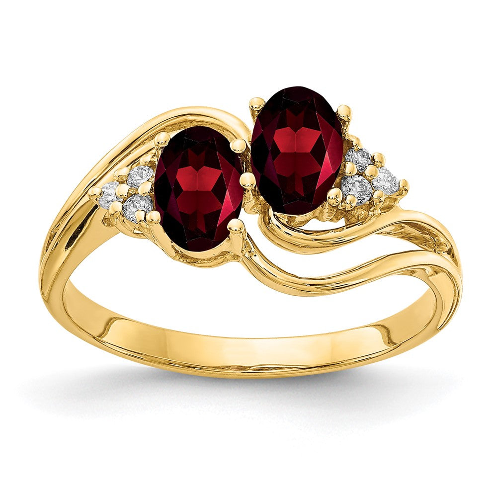 14k 6x4mm Oval Garnet AA Diamond ring