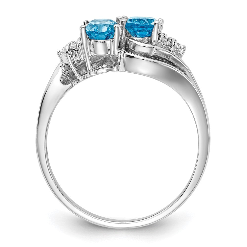14k White Gold 6x4mm Oval Blue Topaz AAA Diamond ring