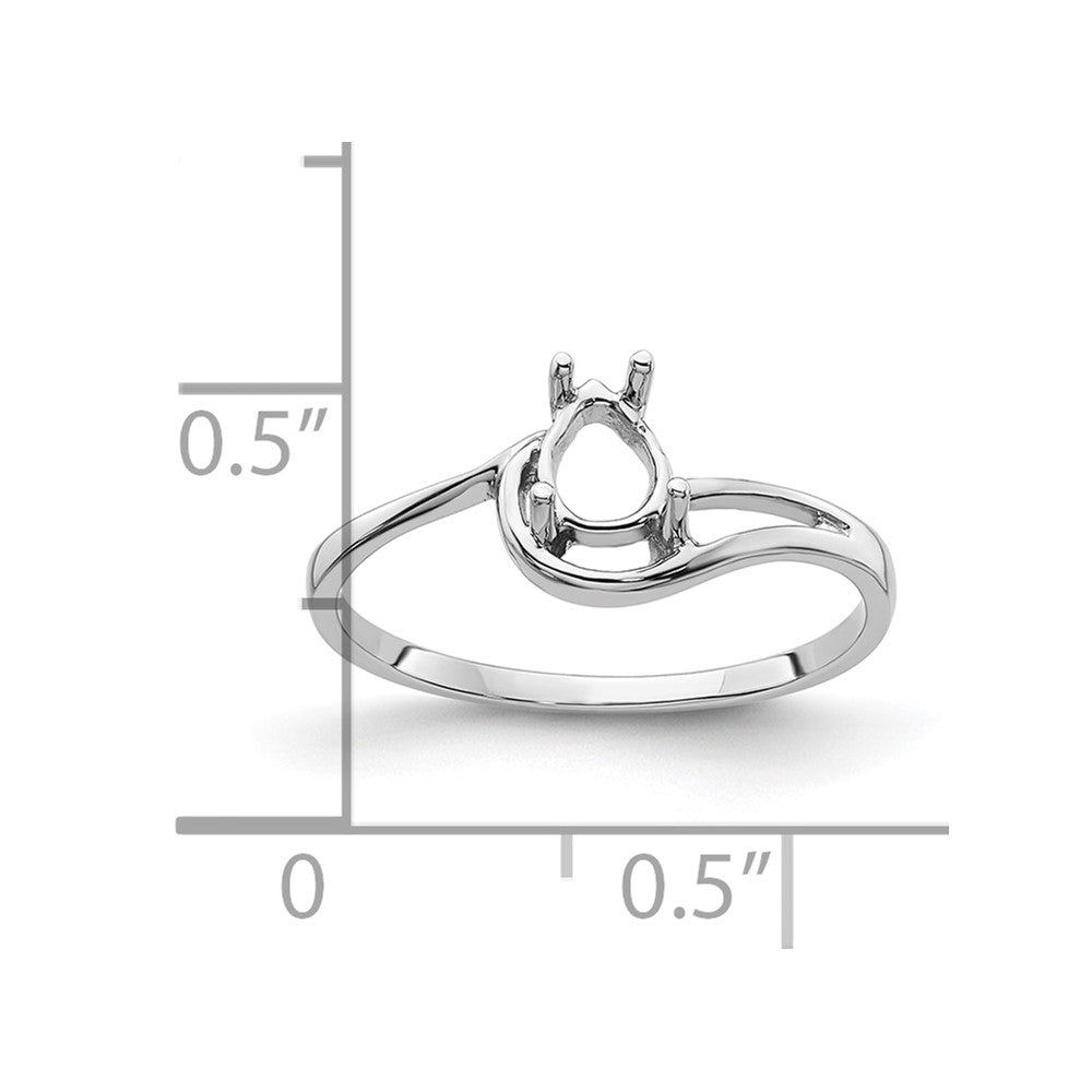 14k White Gold 6x4mm Pear Gemstone Ring Mounting