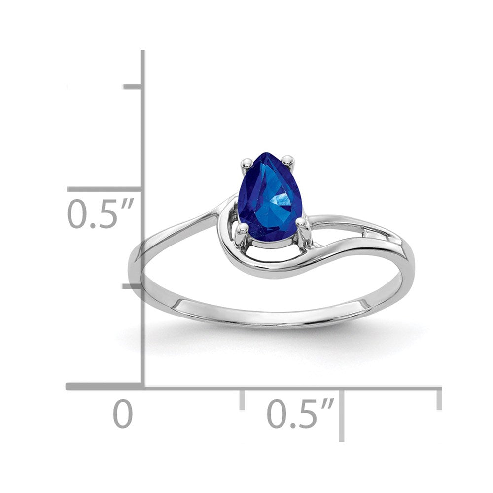 14k White Gold 6x4mm Pear Sapphire ring