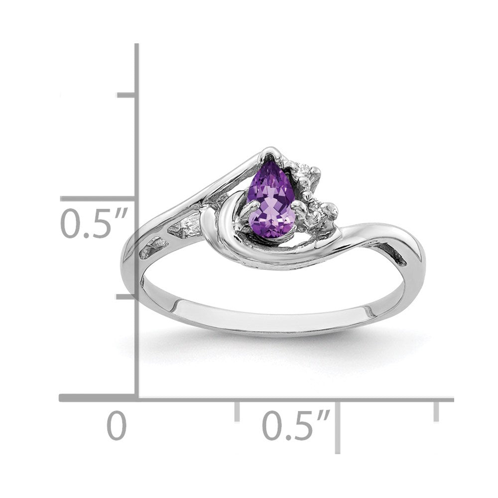 14k White Gold 5x3mm Pear Amethyst VS Diamond ring