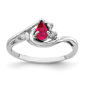14k White Gold 5x3mm Pear Ruby AA Diamond ring
