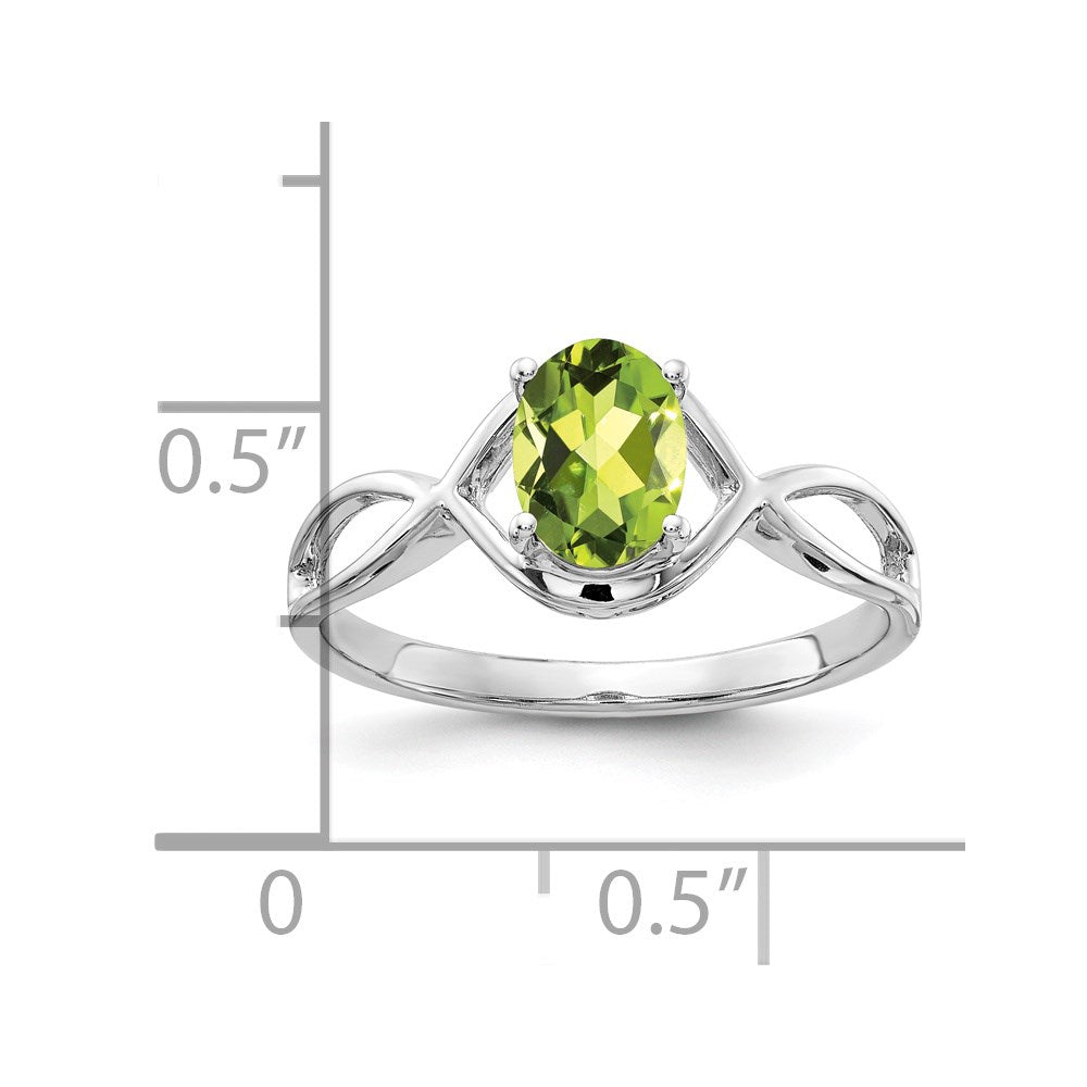 14k White Gold 7x5mm Oval Peridot Ring