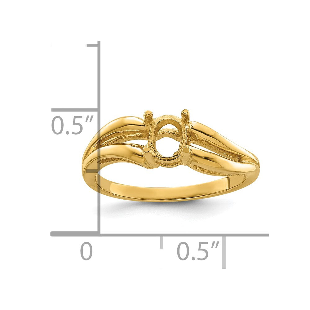 14k 6x4mm Oval Gemstone Ring Mounting