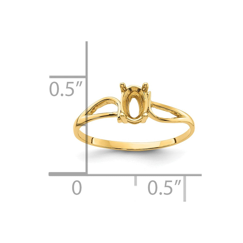 14k 6x4mm Oval Gemstone Ring Mounting