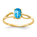 14k 6x4mm Oval Blue Topaz Checker ring