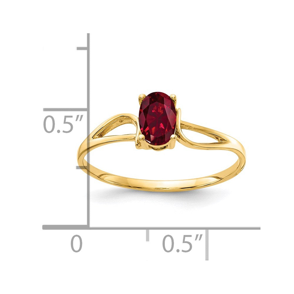 14k 6x4mm Oval Created Ruby ring