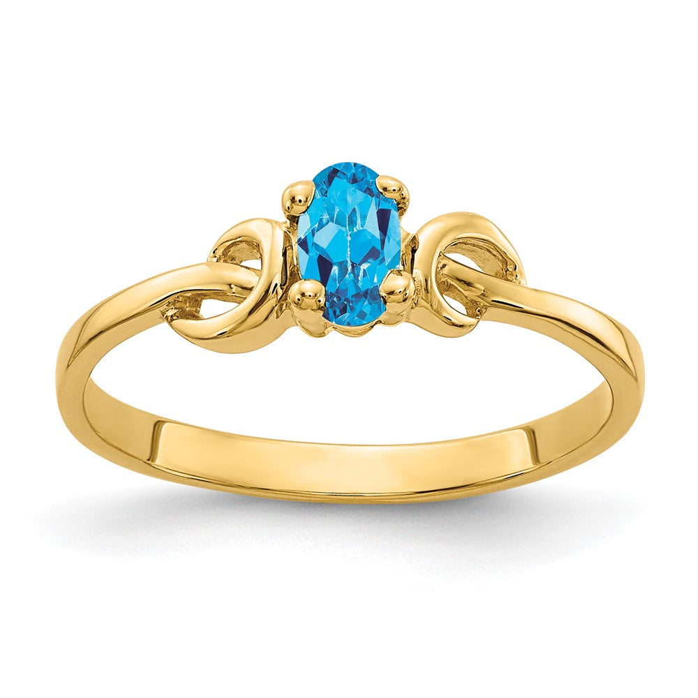 14k 5x3mm Oval Blue Topaz ring